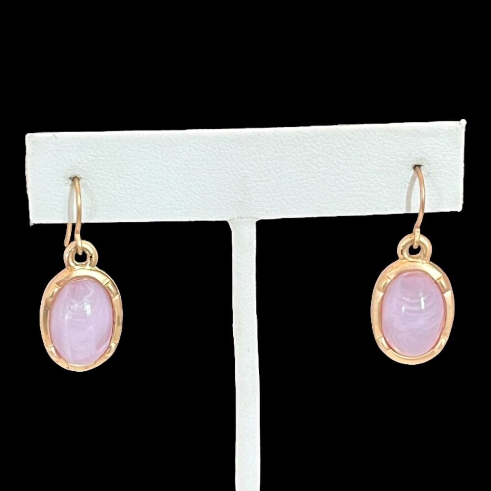 New Gold Tone Catherine Stein Earrings Swirled Purple Glass Pierced - 12L